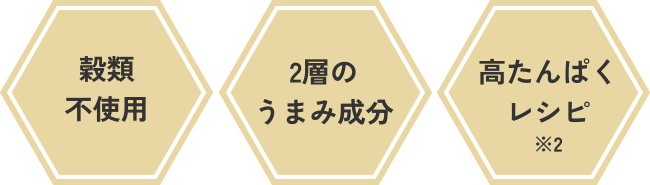 穀類不使用・2層のうまみ成分・高タンパクレシピ